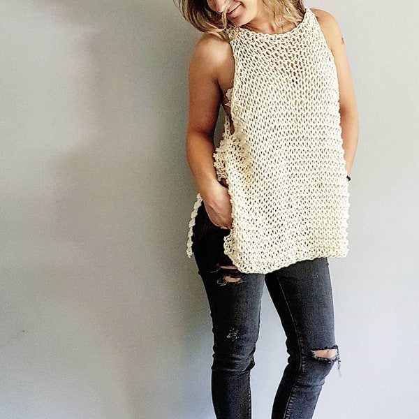 Knit Pattern for the Loosey Goosey Tank Top - Easy Knitting Pattern,  Tank Top Pattern, DIY Tank Top Pattern, Knit Pattern