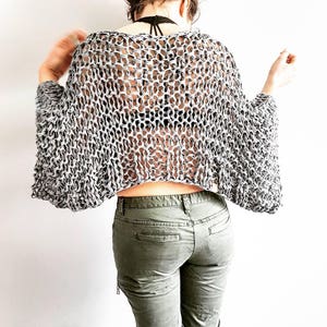 Go-With-The-Flow Jersey Top - Knitted top, crop top, knit crop top, airy knitted shrug, bulky knit, sweater, knitted shrug, knitted sweater