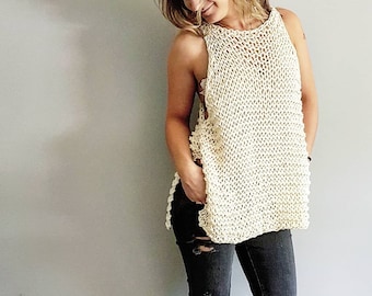 Knit Pattern for the Loosey Goosey Tank Top - Easy Knitting Pattern,  Tank Top Pattern, DIY Tank Top Pattern, Knit Pattern