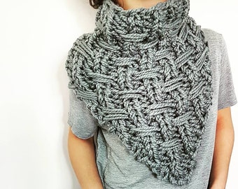 Coocoocachoo Dickey - knit bandana scarf, knit cowl, knit dickey, chunky knit cowl, triangle scarf, bulky scarf, warm cowl