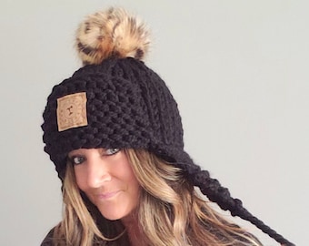 Rustic Chic Earflap Hat Knitting Pattern: Chunky Beanie (PDF Pattern)