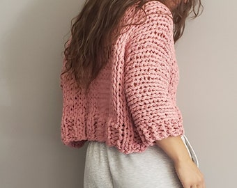 Big Little Crop - Big Stitch Sweater, Knitted top, crop top, knit crop top, airy knitted shrug, bulky knit, sweater, knitted sweater