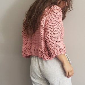 Big Little Crop - Big Stitch Sweater, Knitted top, crop top, knit crop top, airy knitted shrug, bulky knit, sweater, knitted sweater