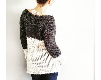 Knitting Pattern for the Two Tone Tunic - Sweater knit pattern, knitting pattern sweater, chunky knit sweater pattern, sweater