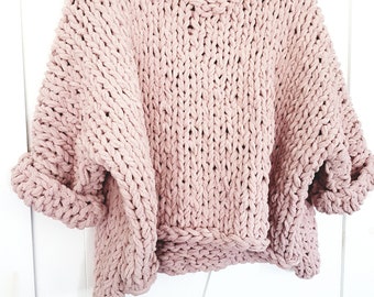 Chenille Big Little Crop - Big Sweater, Knitted oversized sweater, knit crop top, airy knitted shrug, bulky knit, sweater, knitted sweater