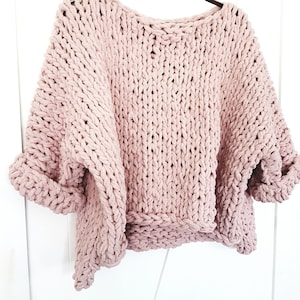 Chenille Big Little Crop - Big Sweater, Knitted oversized sweater, knit crop top, airy knitted shrug, bulky knit, sweater, knitted sweater