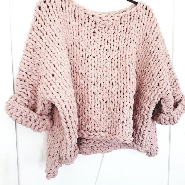 Chenille Big Little Crop - Big Sweater, Knitted oversized sweater, knit crop top, airy knitted shrug, bulky knit, sweater, knitted sweater