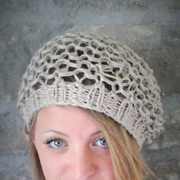 Bamboo Silk Slouchy Hat Pattern - Knit Hat Pattern, Summer Hat, Spring Hat, Boho Hat, Bohemian style hat, vegan-friendly hat, light knit hat