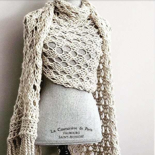 Knitting Pattern for the Hyggelig Wraparound - Knitting pattern for shawl, scarf  pattern, scarf with tassels knitting pattern, knit wrap