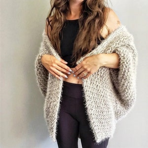 Slouchy Yoga Shrug - Oversized shrug, yoga sweater, warm cardigan, fuzzy cardi, soft sweater, knitted cardigan, knit shrug, knit sweater