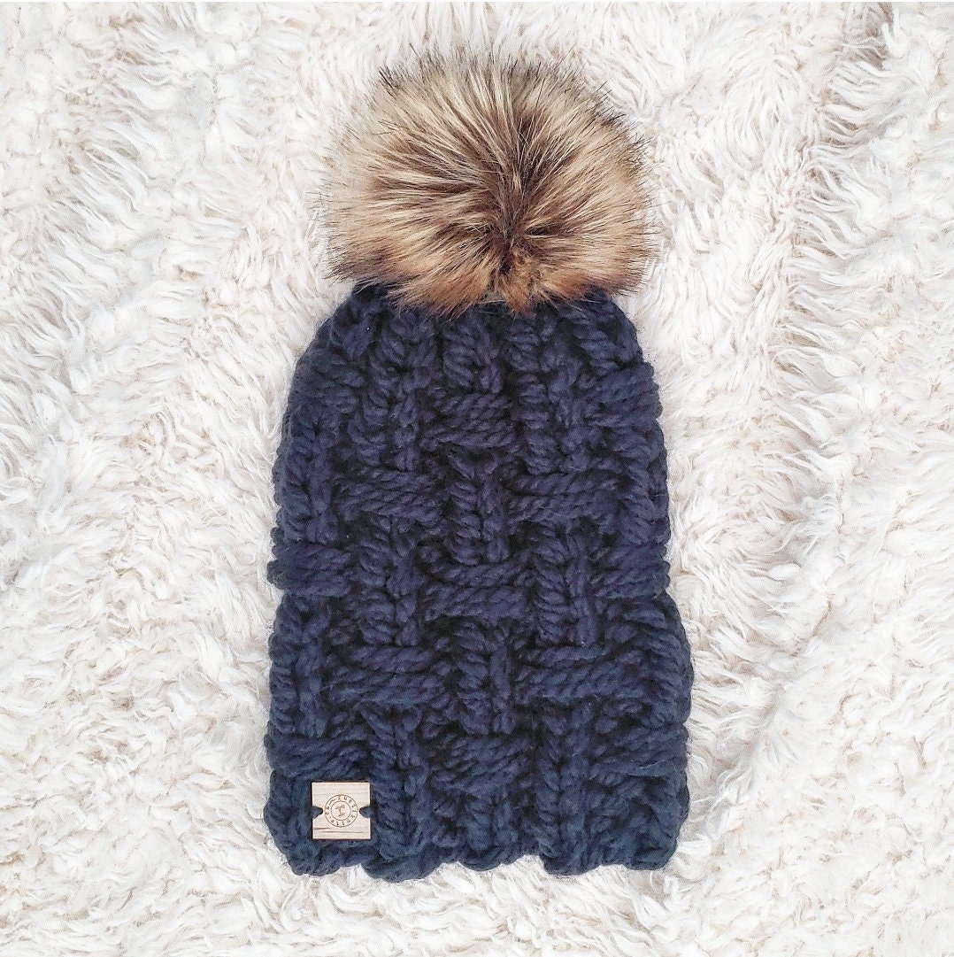 Navy blue pom sales pom hat