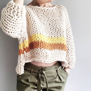 Big Little Crop Top Knitting Pattern Knitted top, crop top knitting pattern, oversized stitch knit, bulky knit, sweater, knitted sweater image 5