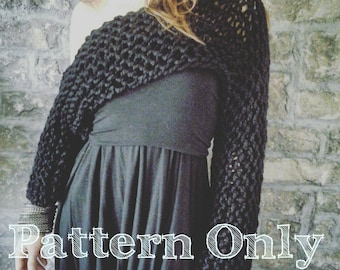 Off-the-Shoulder Shrug Pattern - Knitted shrug pattern, knit crop top, airy knitted shrug, bulky knit, sweater, knitted shrug, easy knit