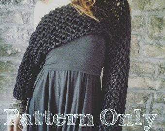 Off-the-Shoulder Shrug Pattern - Knitted shrug pattern, knit crop top, airy knitted shrug, bulky knit, sweater, knitted shrug, easy knit