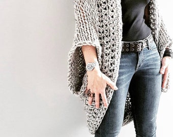 Rustik Oversized Shrug Knitting Pattern: Chunky Knit Kimono (PDF Pattern)