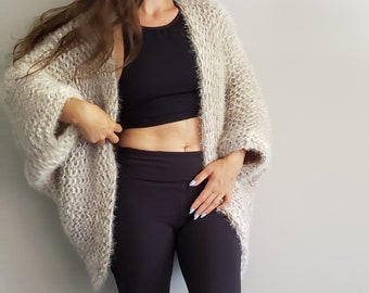 Slouchy Yoga Shrug Knitting Pattern: Chunky Knit Cardigan (PDF Pattern)