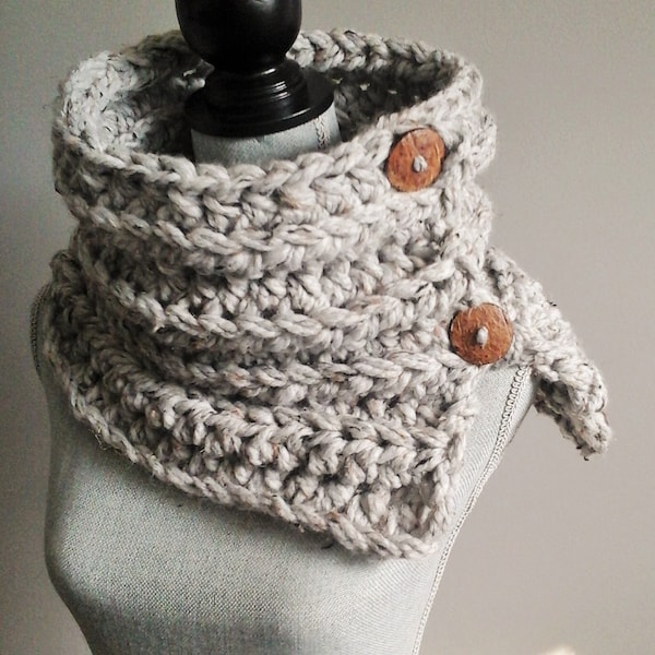 Knitted Button Scarf Etsy