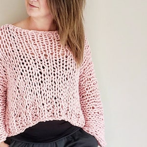 Top Boho Meets Grunge: suéter de chenilla, suéter de punto de gran tamaño, top corto de punto, bolero de punto aireado, punto voluminoso, suéter, suéter de punto