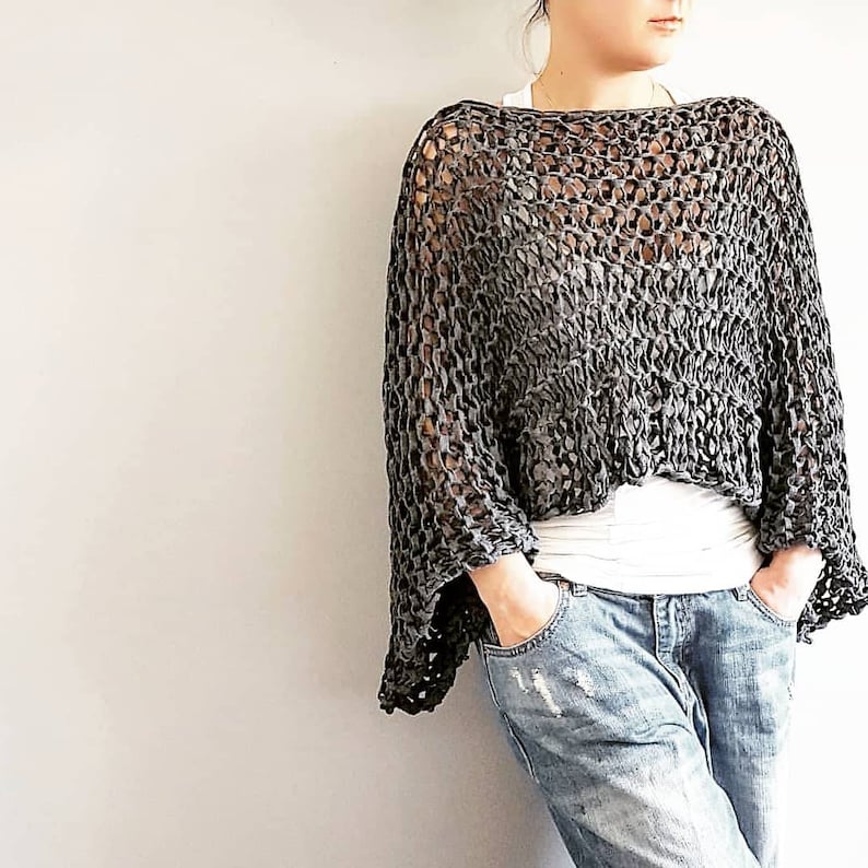 Go-With-The-Flow Jersey Top Knitted top, crop top, knit crop top, airy knitted shrug, bulky knit, sweater, knitted shrug, knitted sweater image 7