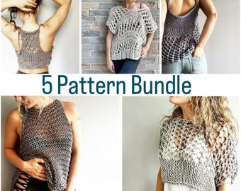 Summer Knit Top Patterns: 5-in-1 Bundle (PDF Pattern)
