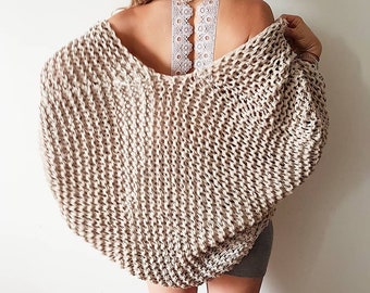 Slouchy Yoga Shrug, Handknit Cotton Shrug: knitted Oversized Cardigan