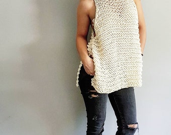 Loosey Goosey Tank Top - Loose-knit tank top, bikini cover-up, knitted top, summer t-shirt, knitted summer tank top