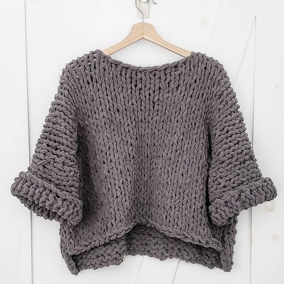 Chenille Big Little Crop Big Sweater Knitted Oversized Sweater Knit Crop Top Airy Knitted Shrug Bulky Knit Sweater Knitted Sweater Etsy UK