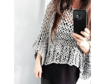 Knitting Pattern for Go-With-The-Flow Jersey - Easy knit sweater pattern, summer knit pattern, loose knit pattern, crop top knit pattern