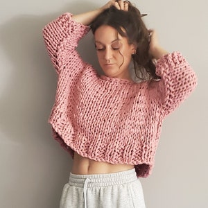 Big Little Crop - Big Stitch Sweater, Knitted top, crop top, knit crop top, airy knitted shrug, bulky knit, sweater, knitted sweater