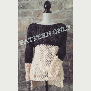 Knitting Pattern for the Two Tone Tunic Sweater knit pattern, knitting pattern sweater, chunky knit sweater pattern, sweater image 2