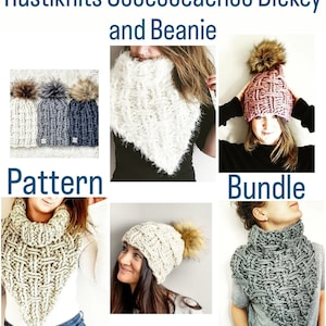 Pattern Bundle for the Coocoocachoo Dickey and Beanie - matching hat and scarf knitting pattern , hat and scarf set, hat knit pattern