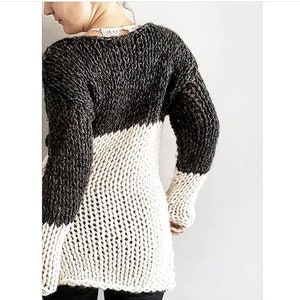 Knitting Pattern for the Two Tone Tunic Sweater knit pattern, knitting pattern sweater, chunky knit sweater pattern, sweater image 3