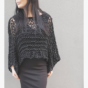Go-With-The-Flow Jersey Top - Knitted top, crop top, knit crop top, airy knitted shrug, bulky knit, sweater, knitted shrug, knitted sweater
