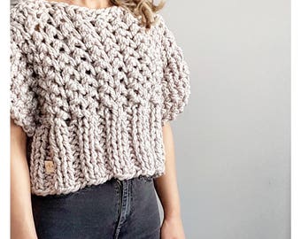 Chunky Knit Sweater Vest: Handmade Wool Blend Top