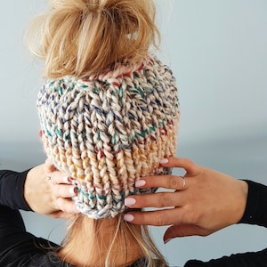 Knitting Pattern for the Naked Bun Hat - Messy Bun Hat Pattern, Ponytail Hat Pattern, knit pattern, hat pattern, knit hat pattern