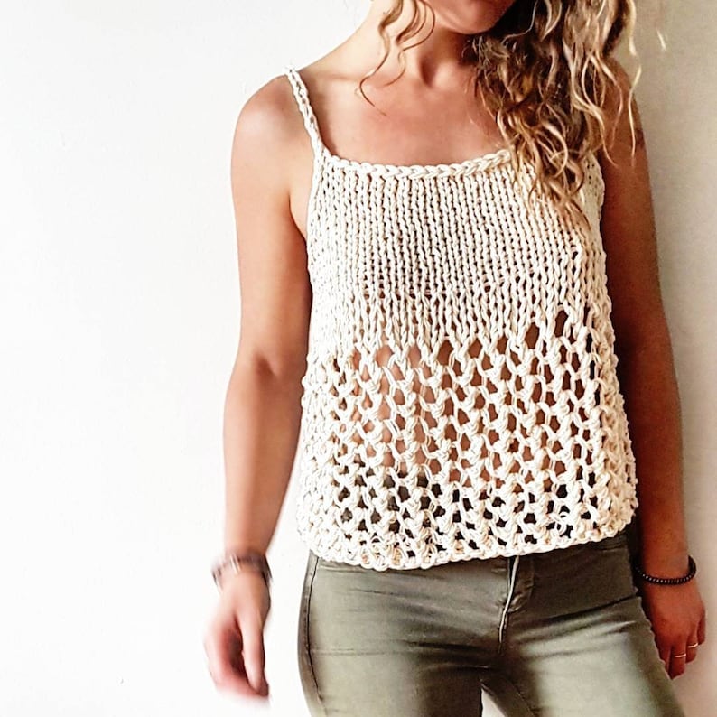 Knit Pattern for the Rustik Lace Tank Top Easy Knitting Etsy España