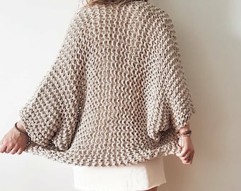 Slouchy Yoga Shrug - Oversized Cardigan, cotton knit cardigan