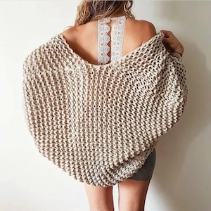 Slouchy Yoga Shrug - Oversized shrug, yoga sweater, warm cardigan, cotton cardi, soft sweater, knitted cardigan, knit shrug, knit sweater