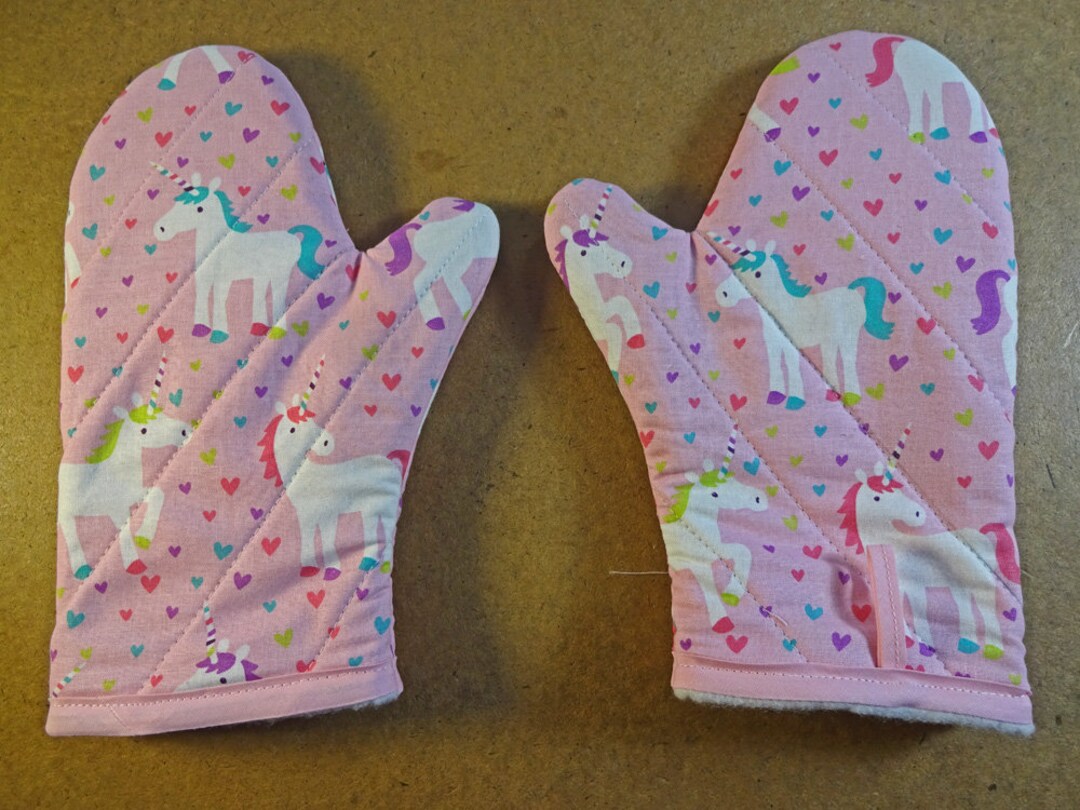 Child or Junior Oven Mitts, Pair, Unicorns Etsy