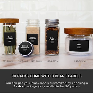 Black Modern Spice Labels • Waterproof and Oil Resistant • Kitchen, Bath, Pantry, and Home Organization • Multiple Sizes afbeelding 2