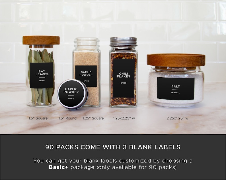 Black Modern Spice Labels • Waterproof and Oil Resistant • Kitchen, Bath, Pantry, and Home Organization • Multiple Sizes afbeelding 2