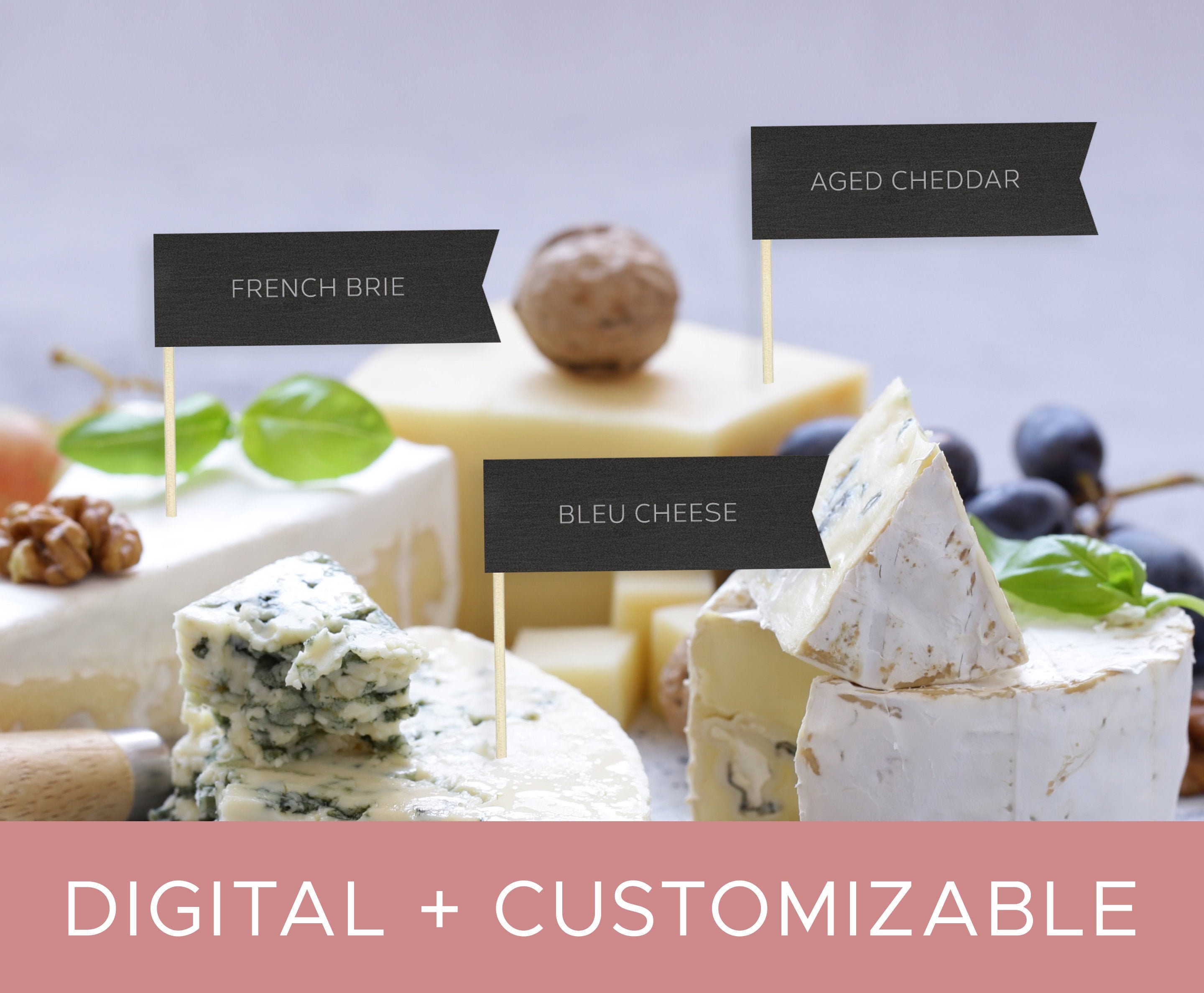 Printable Editable Chalkboard Cheese Flags Cupcake Toppers Etsy