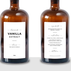 Script Modern Vanilla Extract Labels • DIY, Homemade, Gift • Waterproof and Oil Resistant • Organize Your Pantry