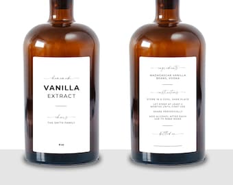 Script Modern Vanilla Extract Labels • DIY, Homemade, Gift • Waterproof and Oil Resistant • Organize Your Pantry