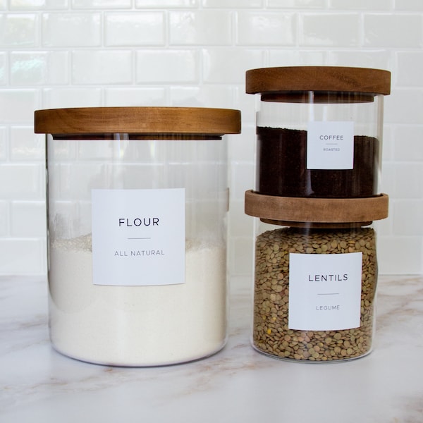 Minimalist Modern Pantry Labels • Waterproof and Oil Resistant • Organize Your Pantry