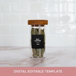 1.5&quot; Flat Black Spice Labels •  1.5&quot; Square Labels • Digital Template