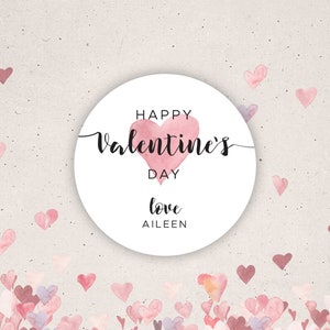 Gepersonaliseerde Valentijnsdag-hartstickers • Cirkel van 4,5 cm