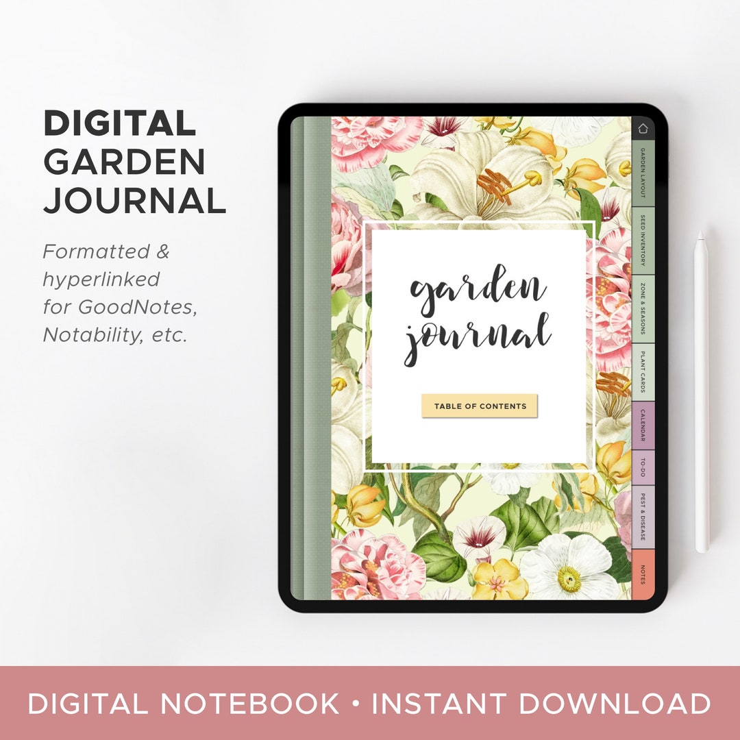 Floral Digital Garden Journal Garden & Yard Planning Etsy