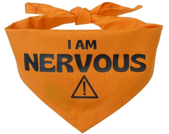 Yellow printed warning bandana for nervous dog / yellow bandanas / nervous dog bandanas