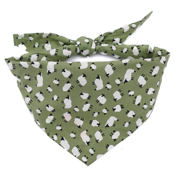 Sheep Dog bandana / Border Collie gift / Puppy bandana / Green sheep bandana / Handmade in Yorkshire UK/ High quality pet neckwear